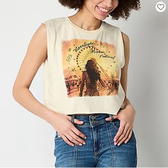Arizona Jean Company Tops - (V) Arizona Womens Crew Neck Sleeveless Muscle T-Shirt Juniors